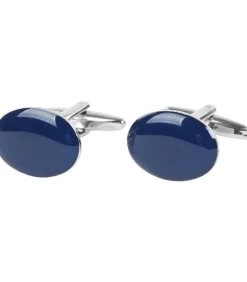 Manchetknoop Navy Ovaal