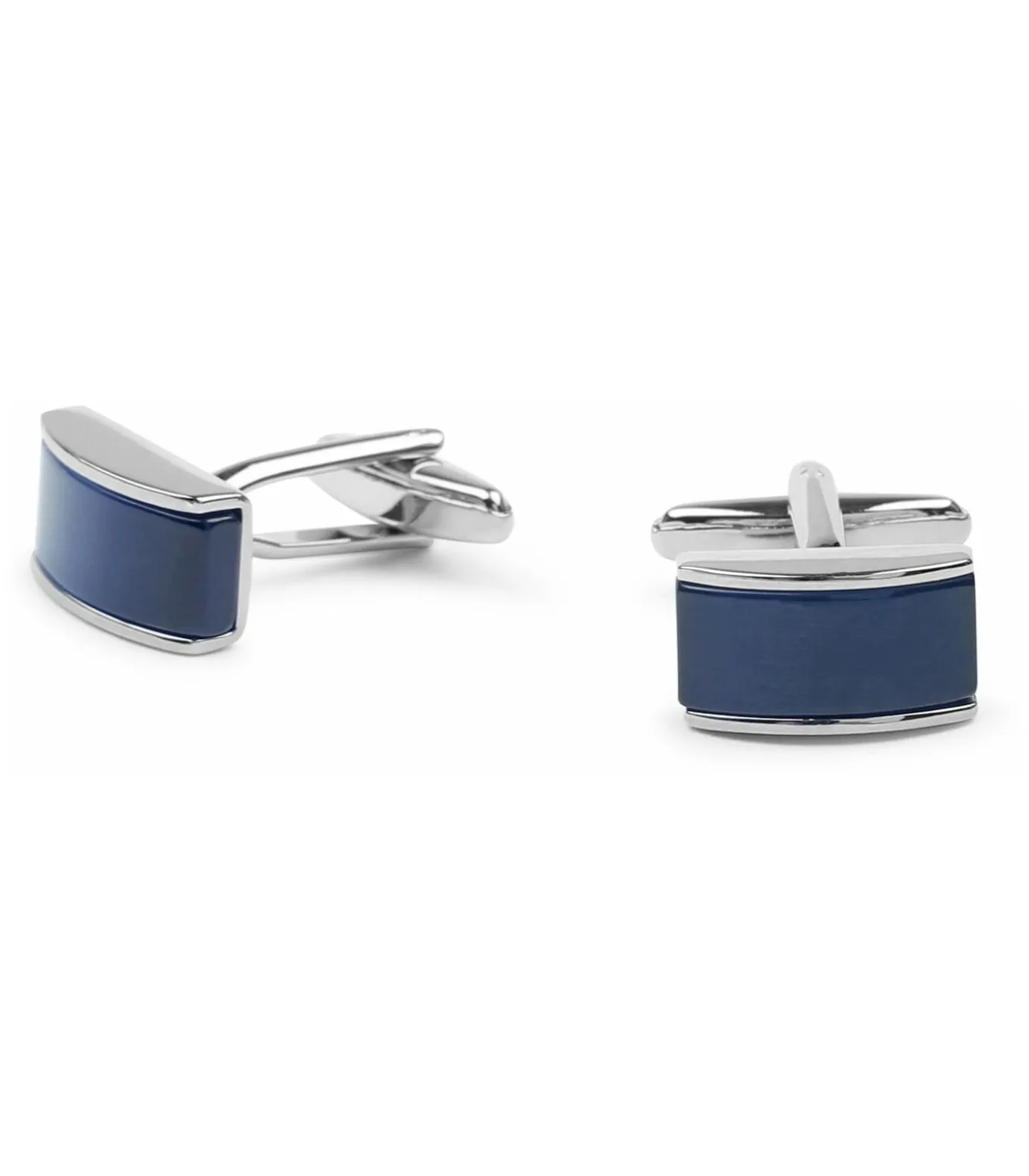Manchetknoop Rechthoek Blauw Zilver