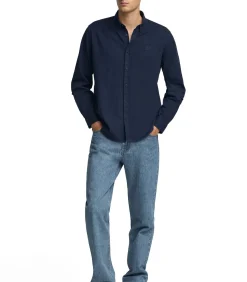 Marineblauw hemd met regular fit en Polo Club-logo
