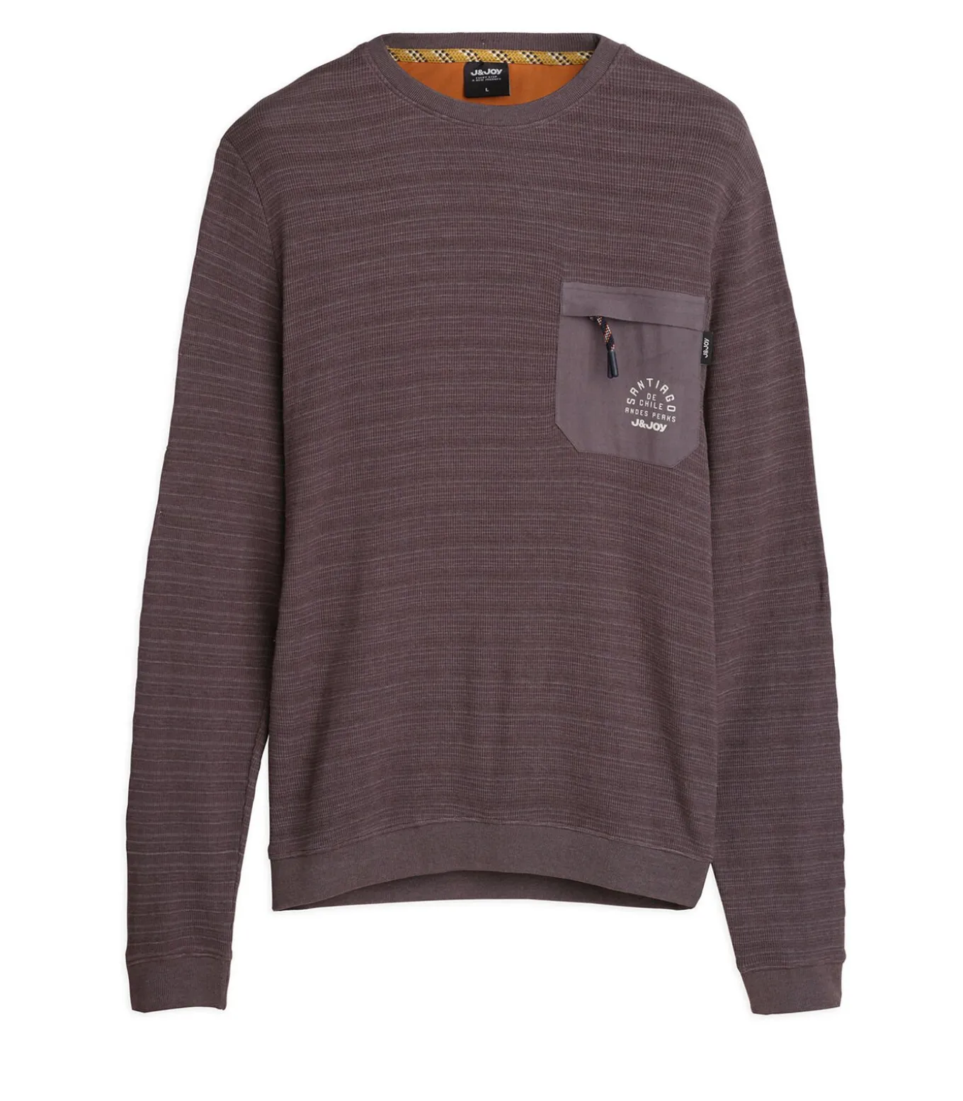 Marineblauw heren T-shirt met lange mouwen en borstzakje