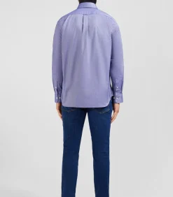Marineblauw katoenen shirt
