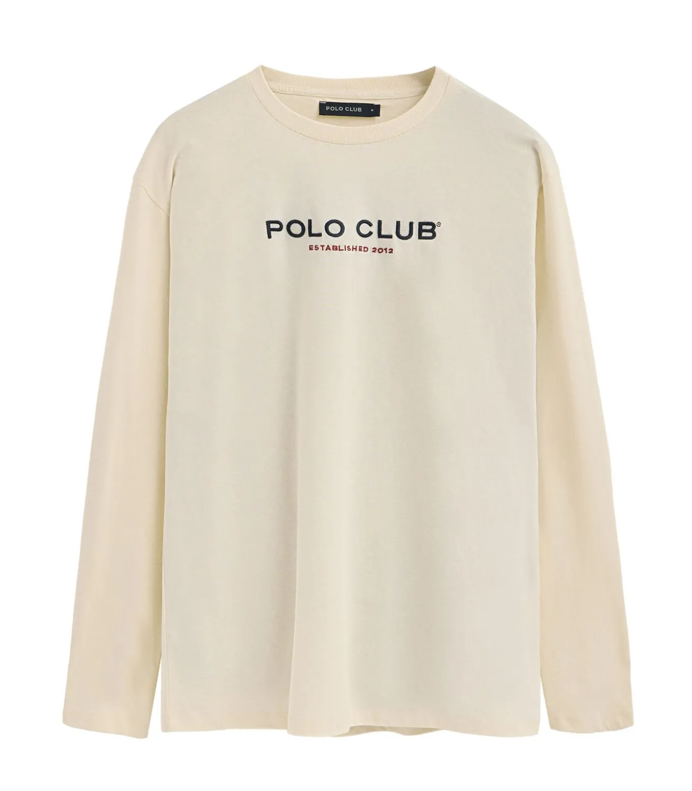 Marineblauw T-shirt met lange mouwen en Polo Club-opdruk Established 2012