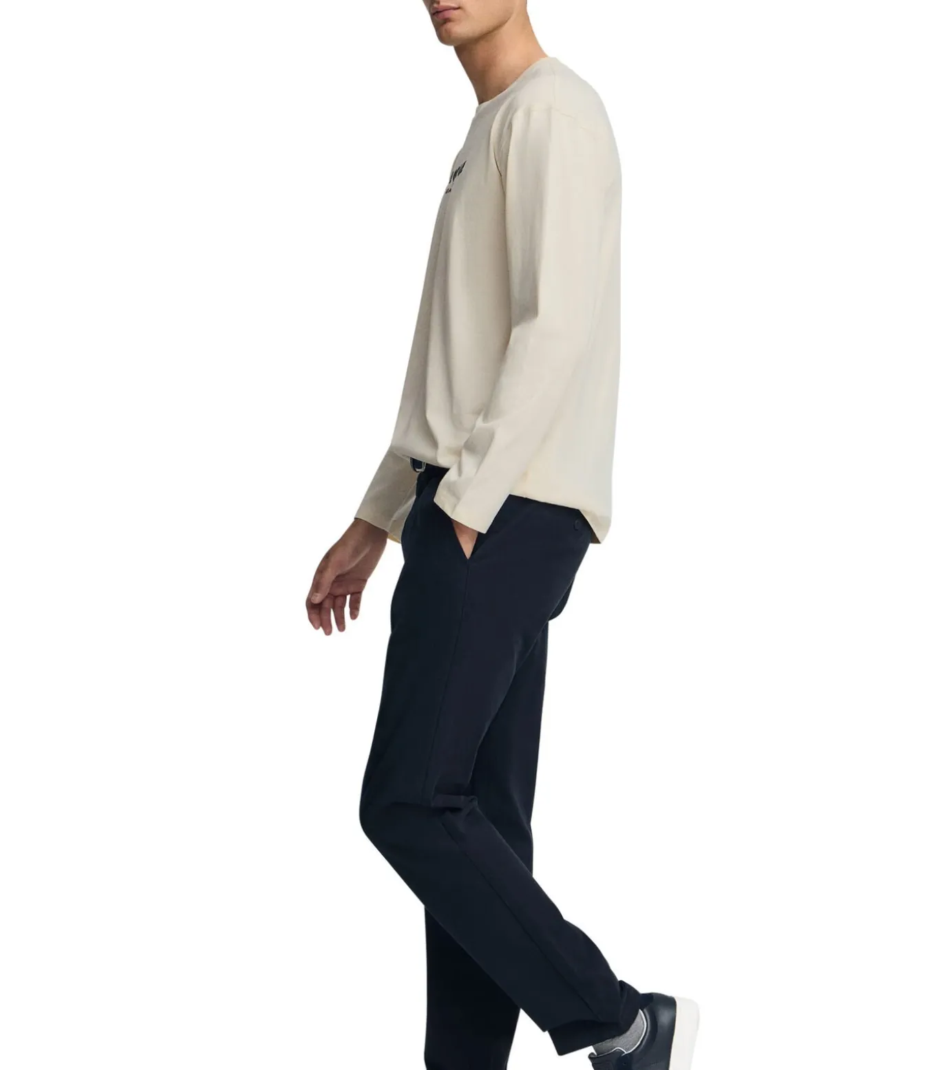 Marineblauw T-shirt met lange mouwen en Polo Club-opdruk Established 2012