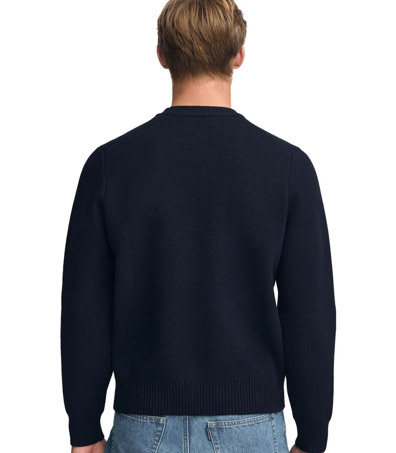 Marineblauwe gebreide trui met Polo Club-logo in contrasterende kleur