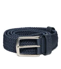 Marineblauwe gevlochten riem ‘Baal’ met Polo Club-details