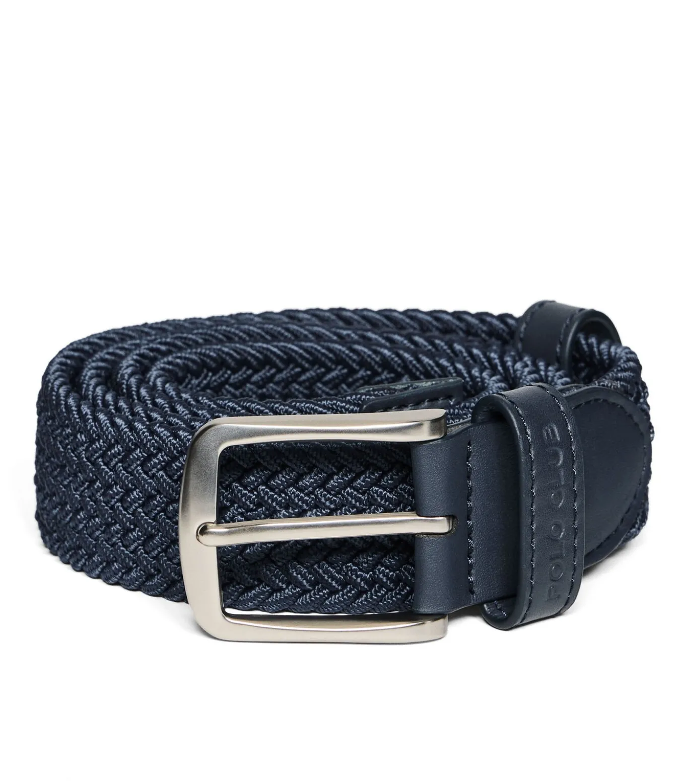 Marineblauwe gevlochten riem ‘Baal’ met Polo Club-details