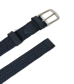 Marineblauwe gevlochten riem ‘Baal’ met Polo Club-details