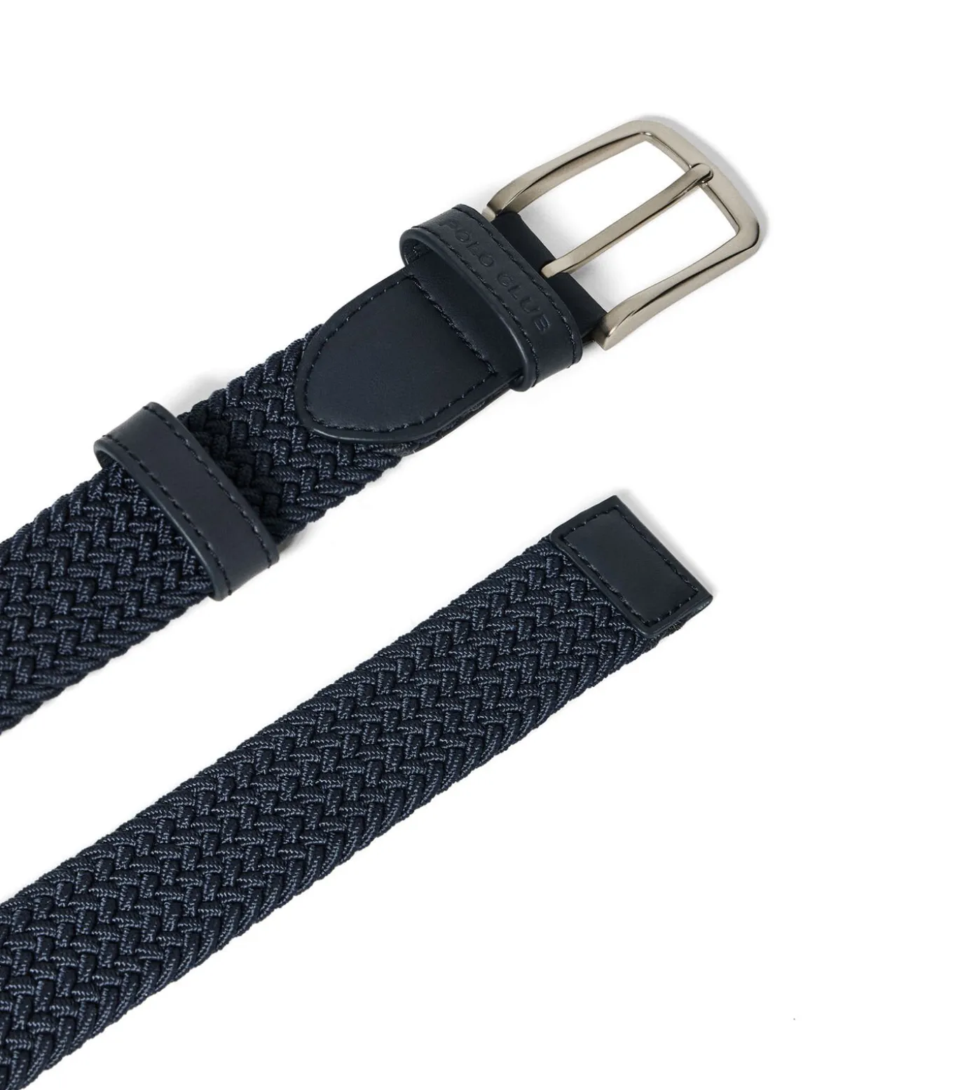 Marineblauwe gevlochten riem ‘Baal’ met Polo Club-details