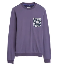 Marineblauwe herensweater met bloemenzakje