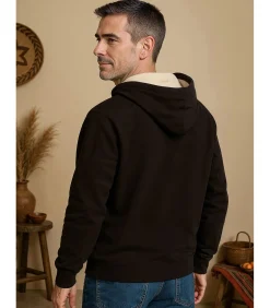 Marineblauwe herensweater met capuchon en zachte binnenkant