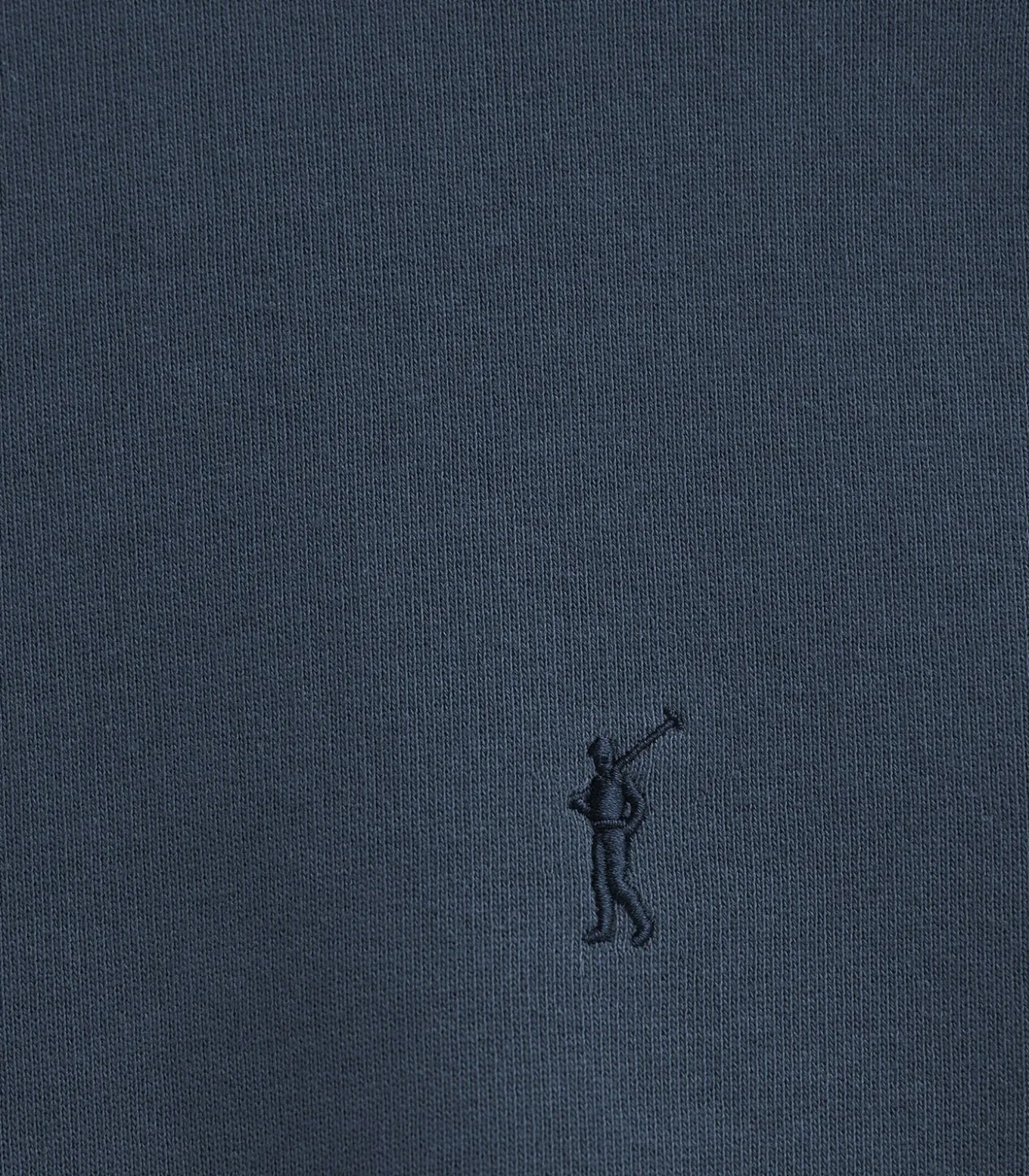 Marineblauwe sweater met vintage washing en Rigby Go-logo