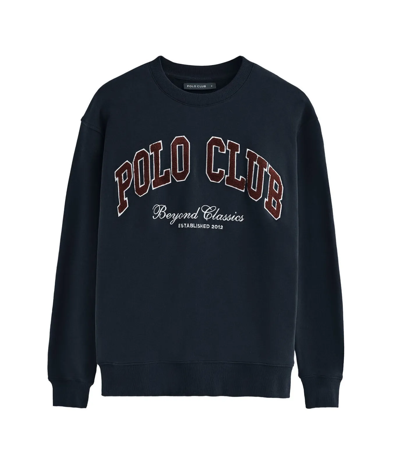 Marineblauwe sweater met loose fit en Polo Club-opdruk Established 2012