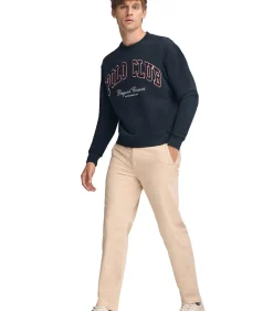 Marineblauwe sweater met loose fit en Polo Club-opdruk Established 2012