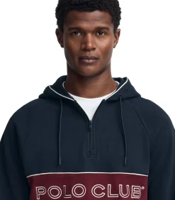 Marineblauwe sweater met halve rits en Polo Club-logo