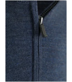 Merino Half Zip Trui Denim Blauw