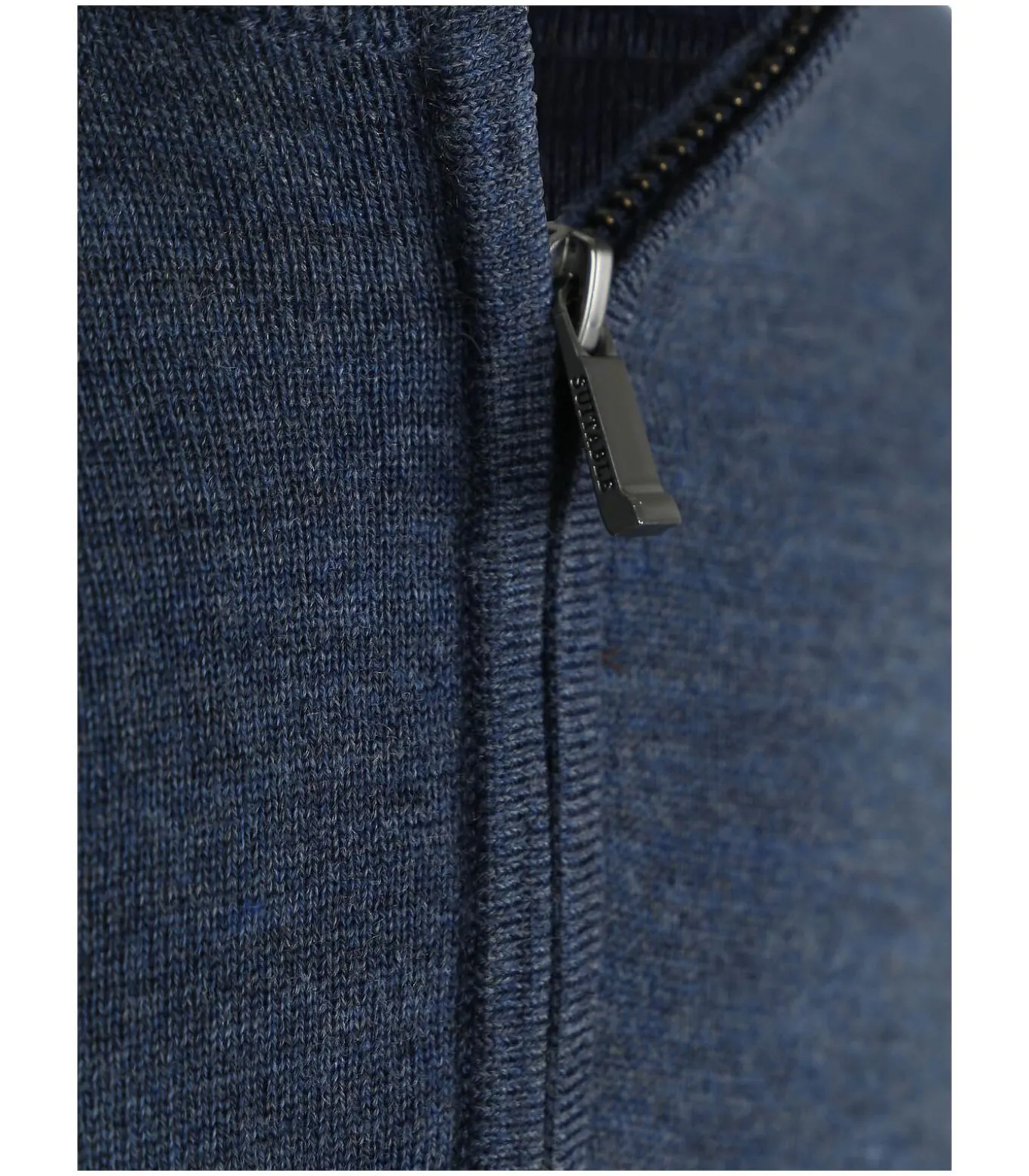 Merino Half Zip Trui Denim Blauw