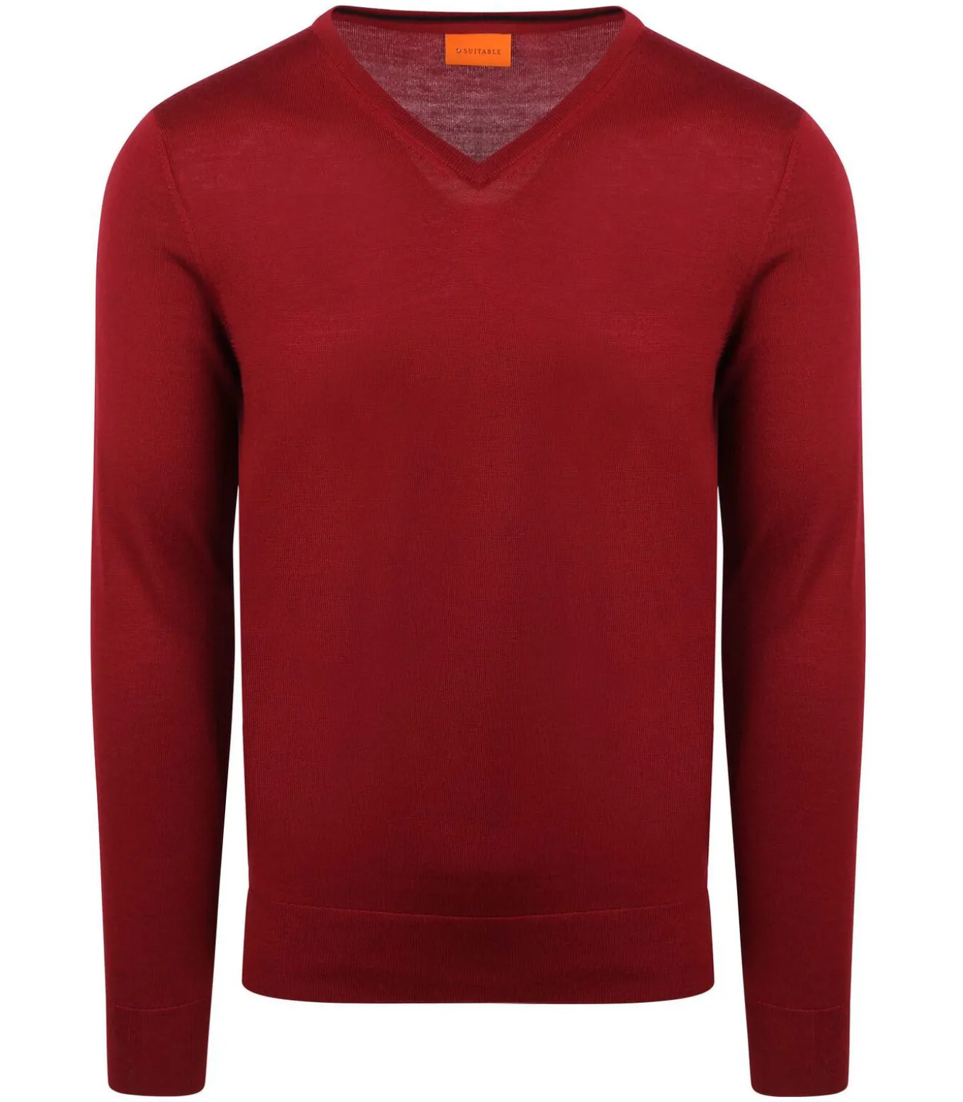 Merino Pullover V-Hals Donkerrood