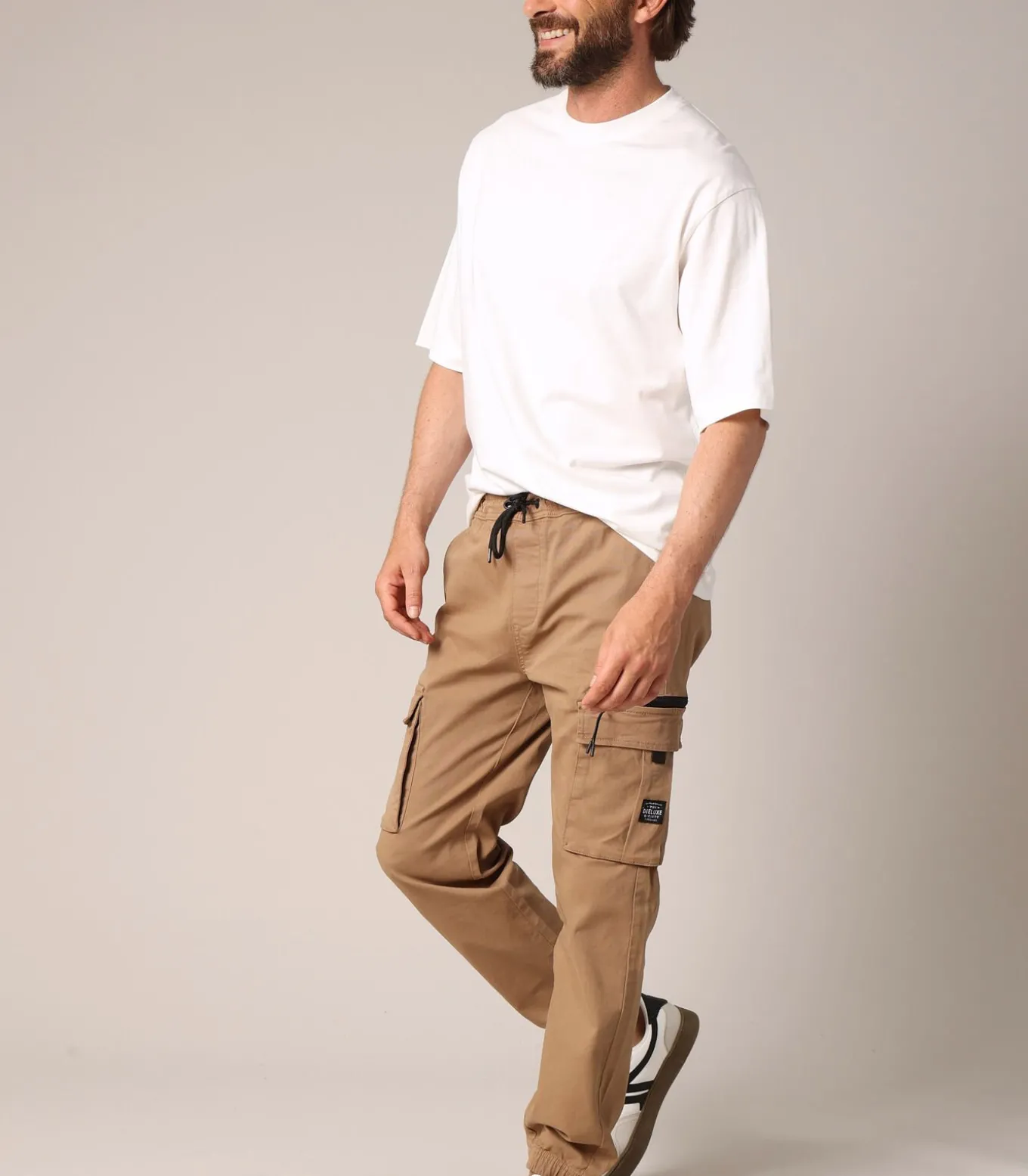 MONROE - Katoenen cargobroek met elastische taille