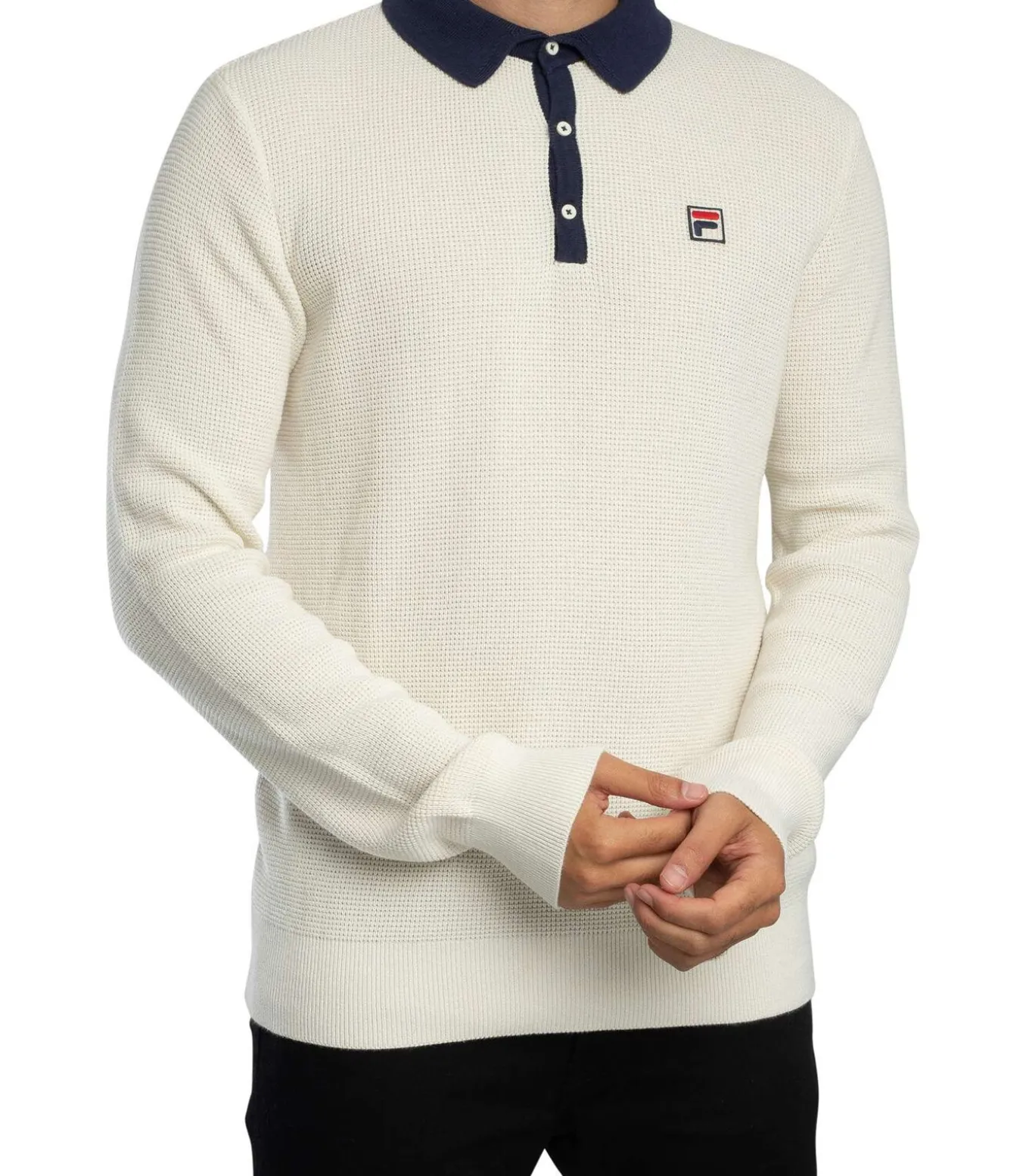 Nowell Wafelgebreid Poloshirt Met Lange Mouwen