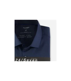 Overhemd Bodyfit Stretch Donkerblauw