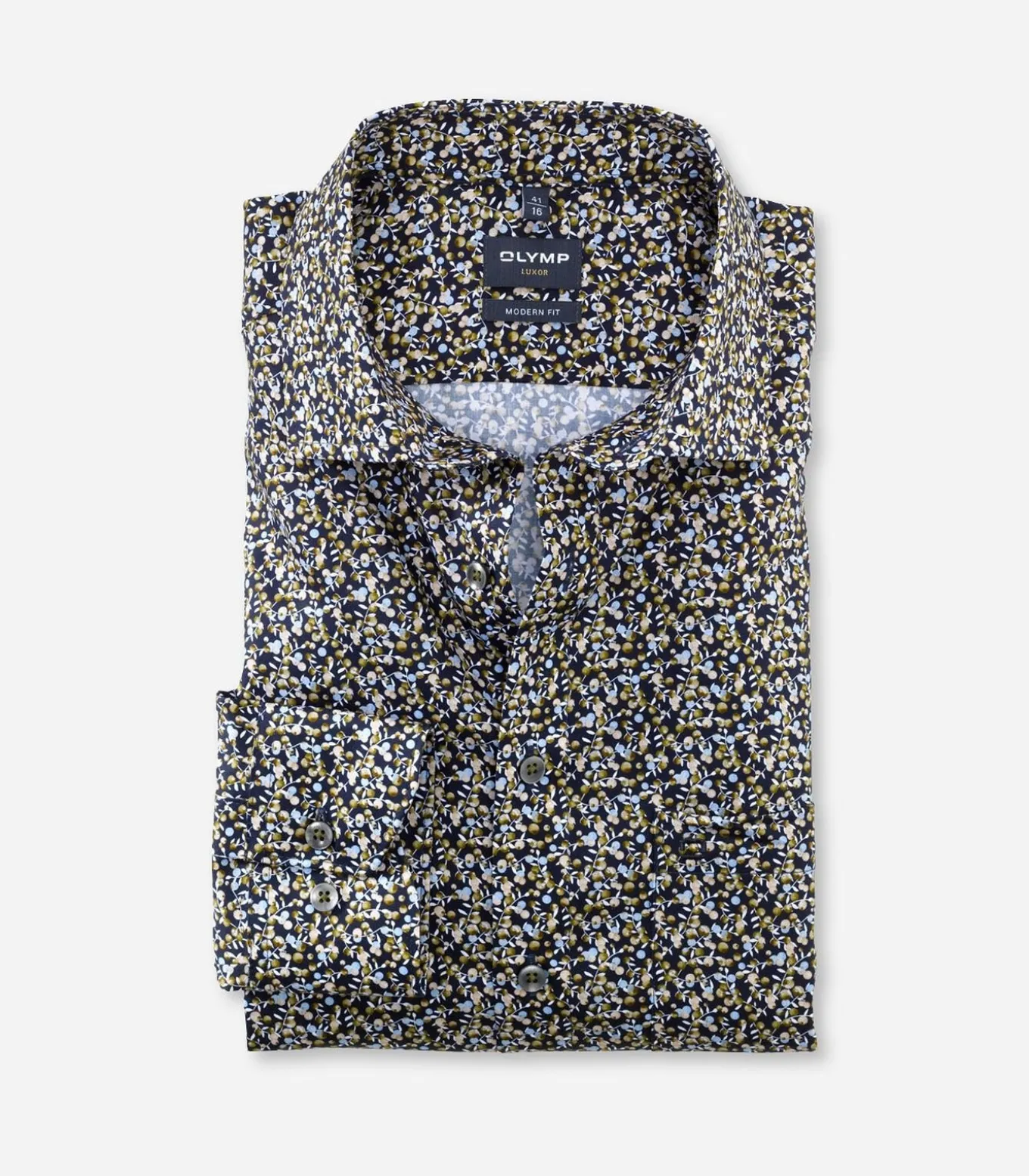 Overhemd Luxor Modern Fit Donkerblauw / Olijfgroen