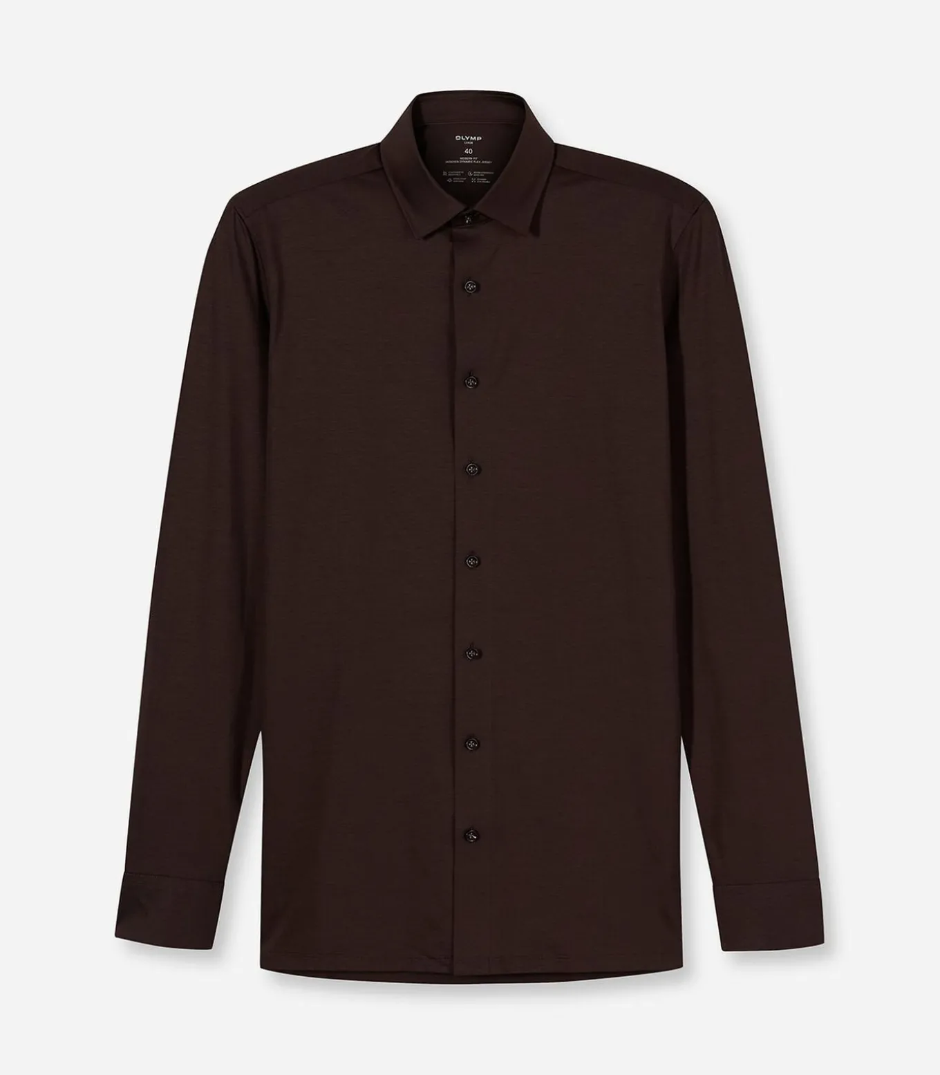 Overhemd Modern Fit 24/7 Jersey Donkerbuin