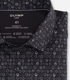 Overhemd Modern Fit Zwart Print 24/7