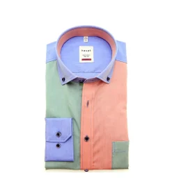 Overhemd Shirt Colourblock Blauw Groen Oranje