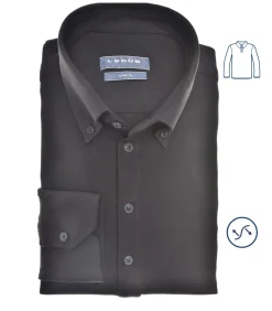 Overhemd Slimfit Longsleeve Polo Zwart