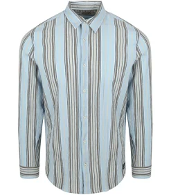 Overhemd Crinkled Stripe Lichtblauw