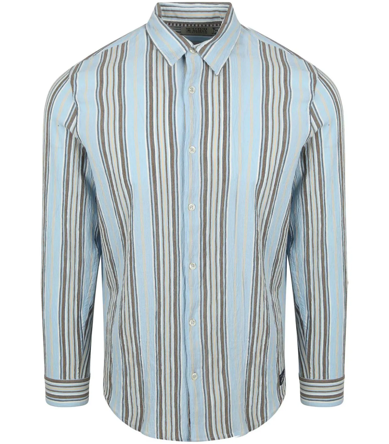 Overhemd Crinkled Stripe Lichtblauw