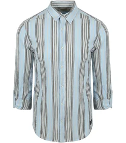 Overhemd Crinkled Stripe Lichtblauw