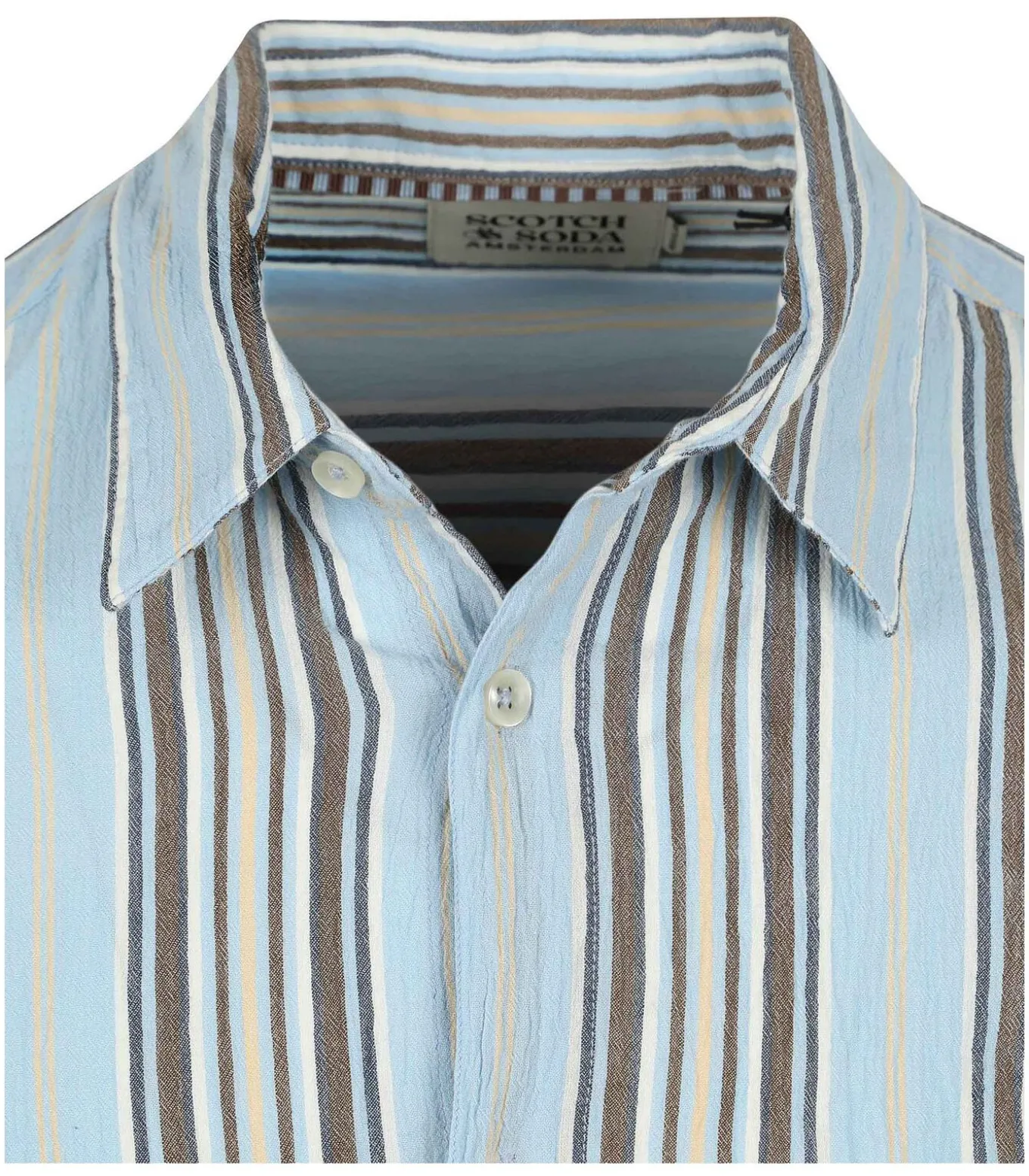 Overhemd Crinkled Stripe Lichtblauw