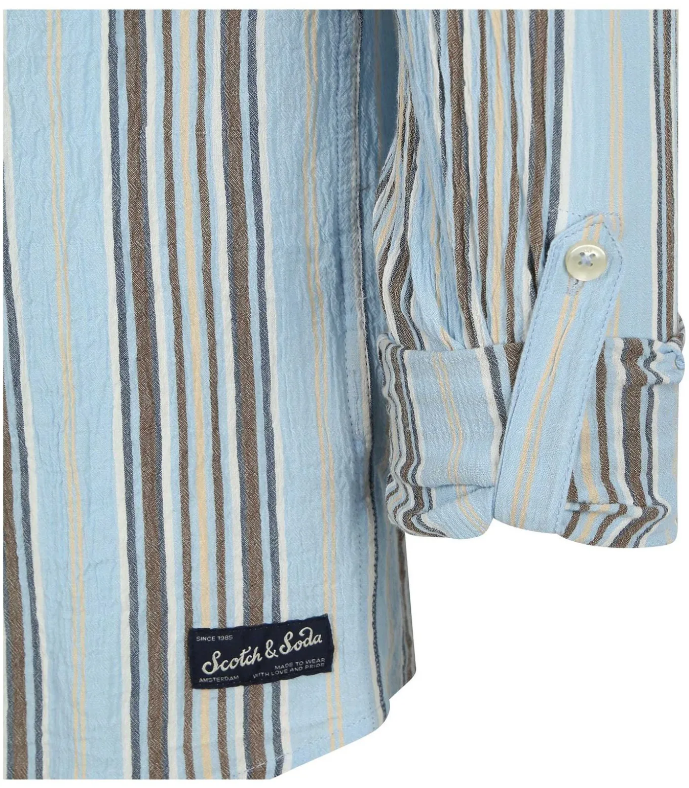 Overhemd Crinkled Stripe Lichtblauw