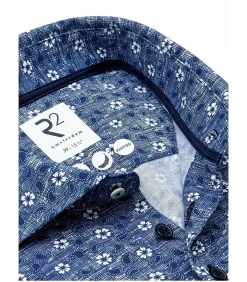 Overhemd Korte Mouwen Print Donkerblauw