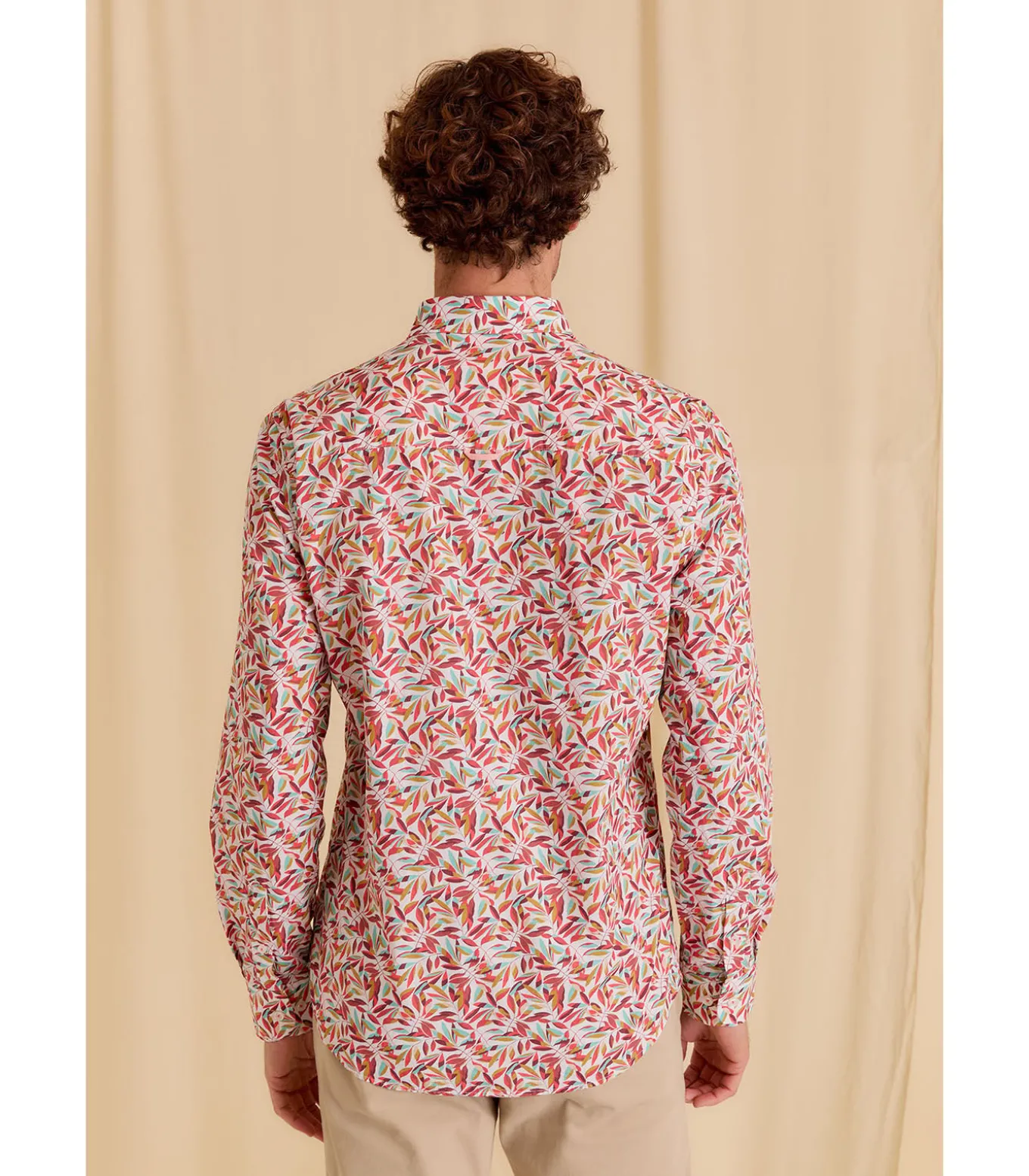 Overhemd met lange mouwen en bladerenprint