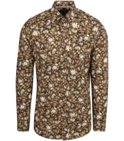 Overhemd Paisley Groen Beige