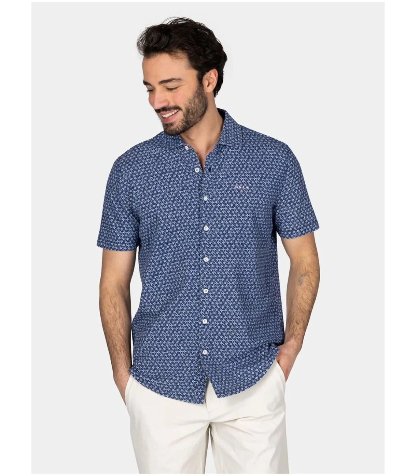 Overhemd Short Sleeve Jake Blauw