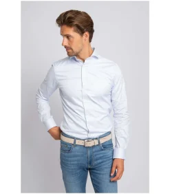 Overhemd Streep Lichtblauw Non Iron