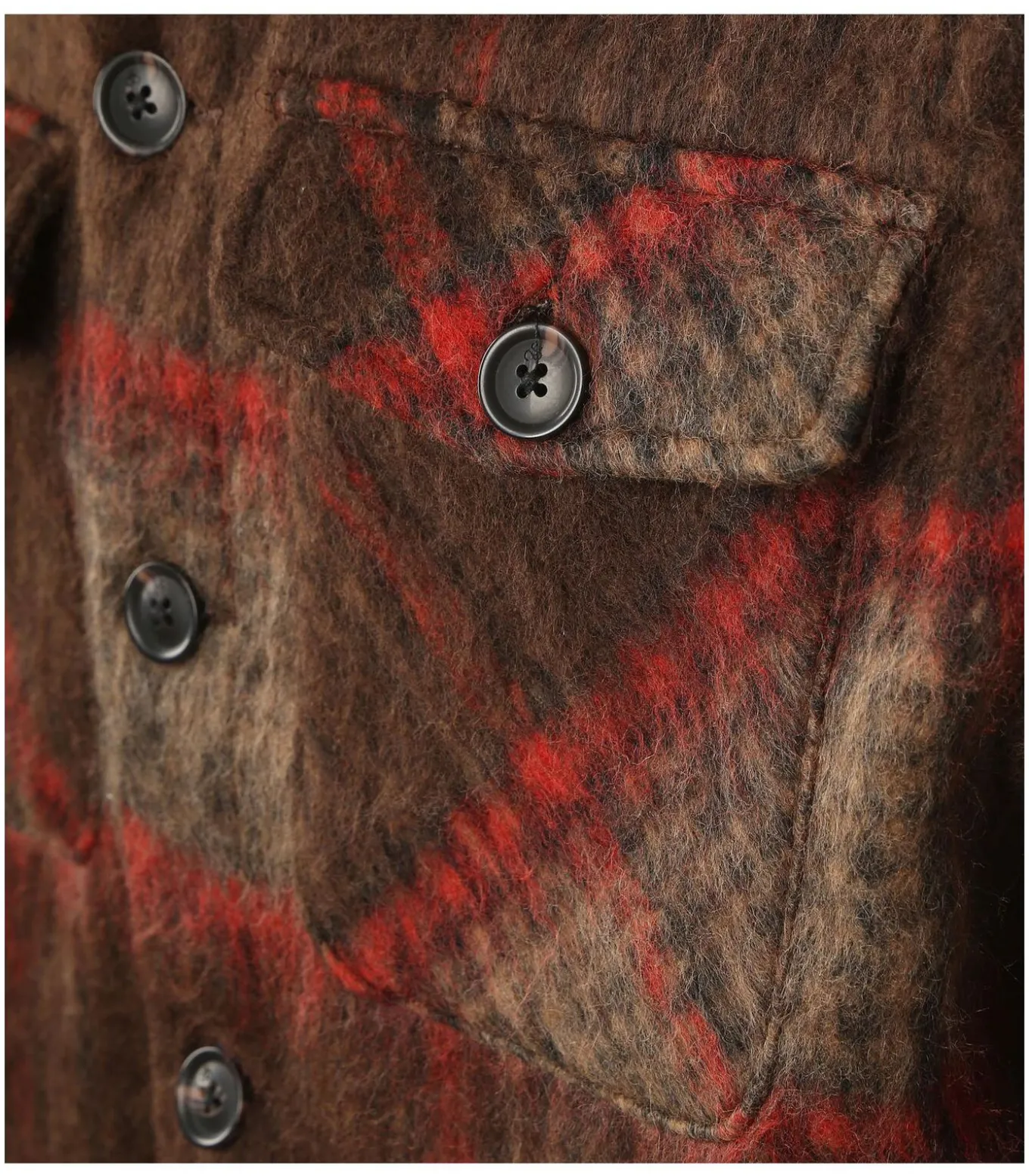 Overshirt Brushed Wool Ruiten Bruin