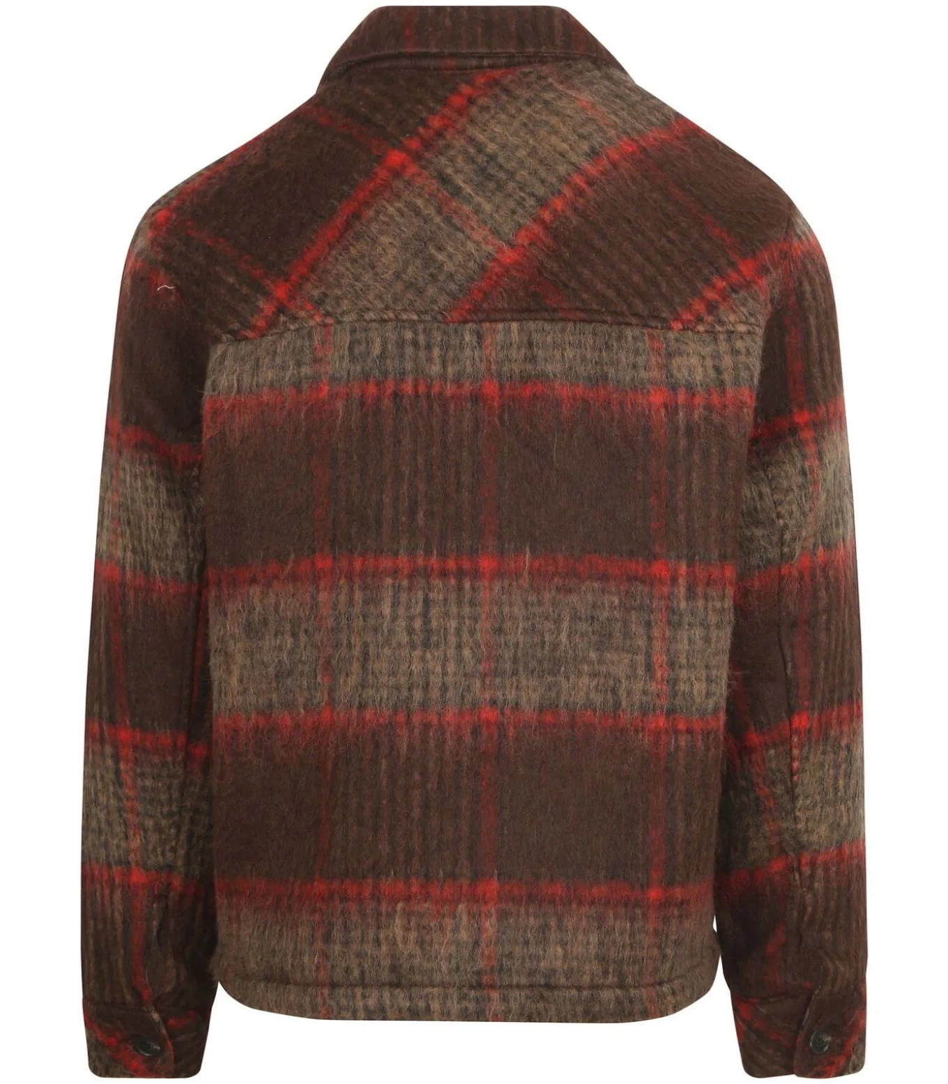 Overshirt Brushed Wool Ruiten Bruin