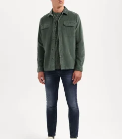 Overshirt met knoopsluiting in velvetstof
