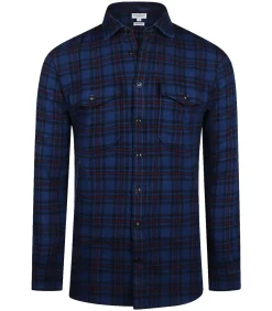 Overshirt Tartan Ruit Donkerblauw