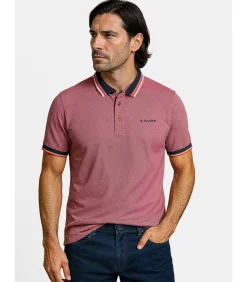 Paars poloshirt voor heren met contrasterende afwerkingen