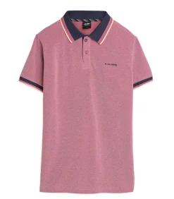 Paars poloshirt voor heren met contrasterende afwerkingen