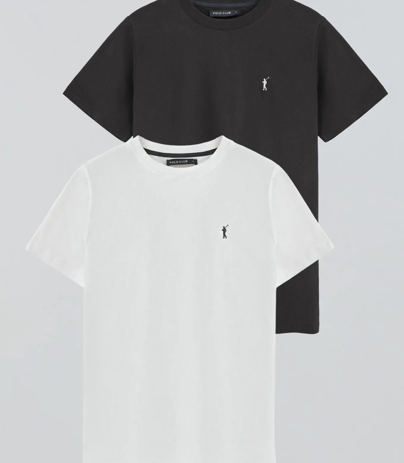 Pack van twee T-shirts voor heren in zwart en wit met ronde hals met geborduurd Rigby Go-logo