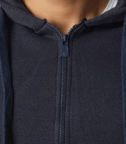 Piqué gebreid vest met capuchon
