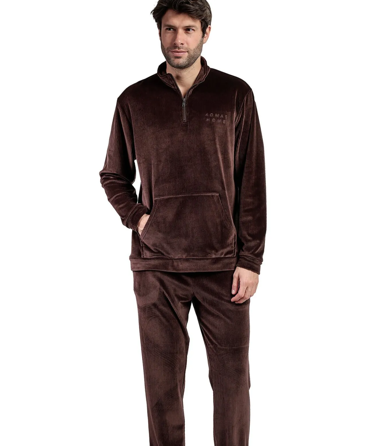 Pyjama broek sweatshirt hoge kraag rits Corduroy