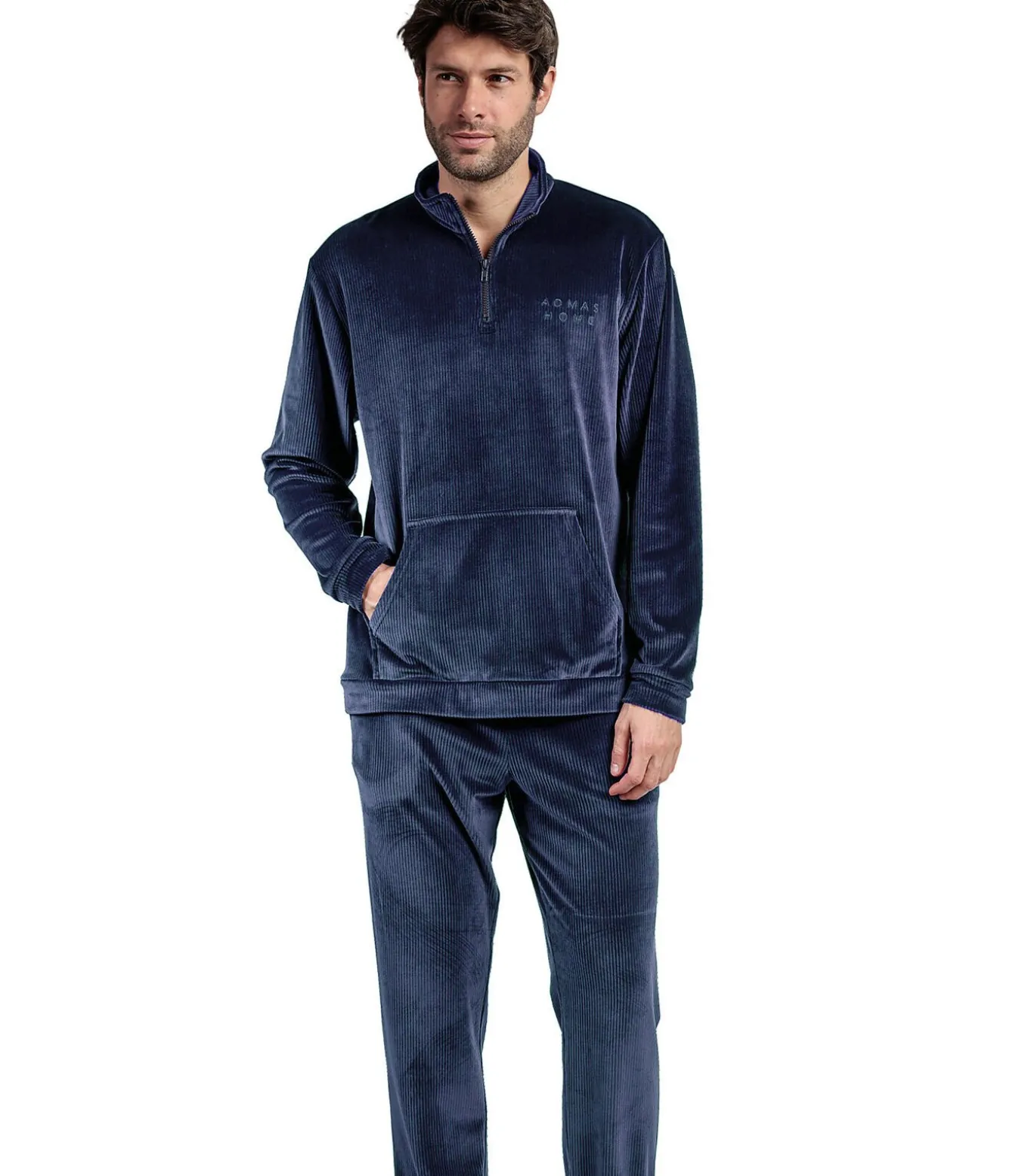 Pyjama broek sweatshirt hoge kraag rits Corduroy