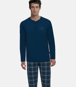 pyjama lange broek milos blue checkered